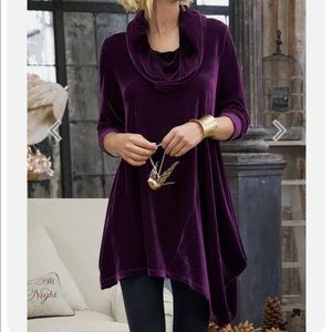 Cowl neck velvet top